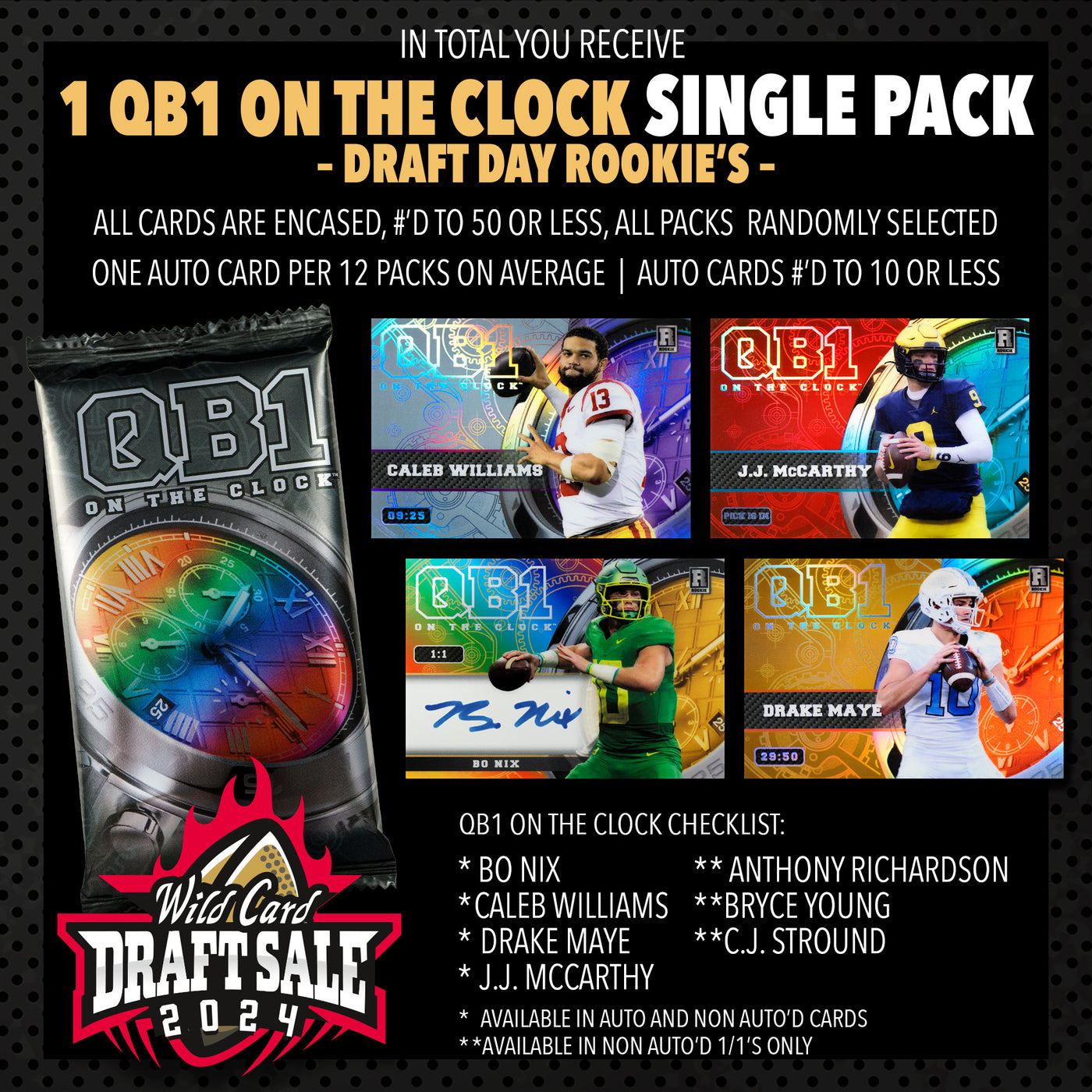 2024 Draft Sale - QB1 ON THE CLOCK - Single Packs!!!!